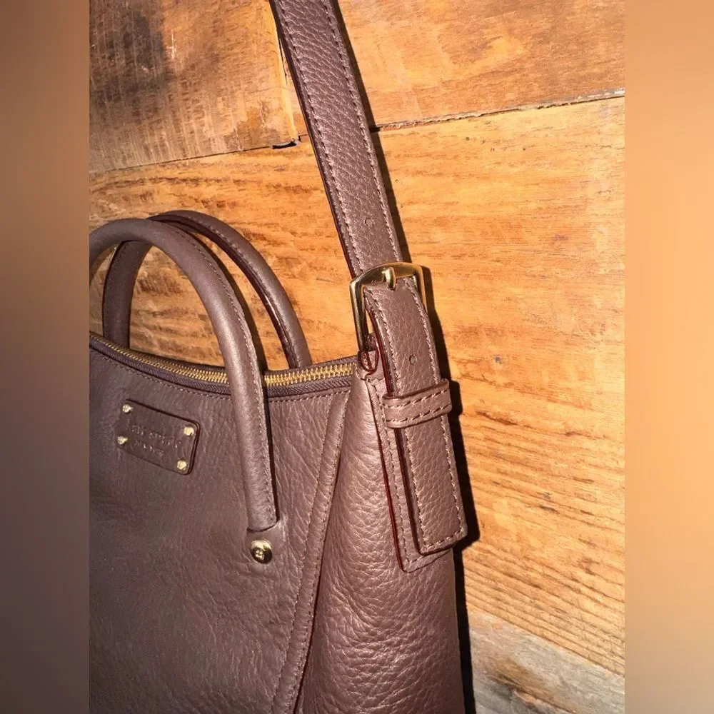Kate Spade New York Brown Pebbled Leather Berkshire Satchel Bag With Dust Cover